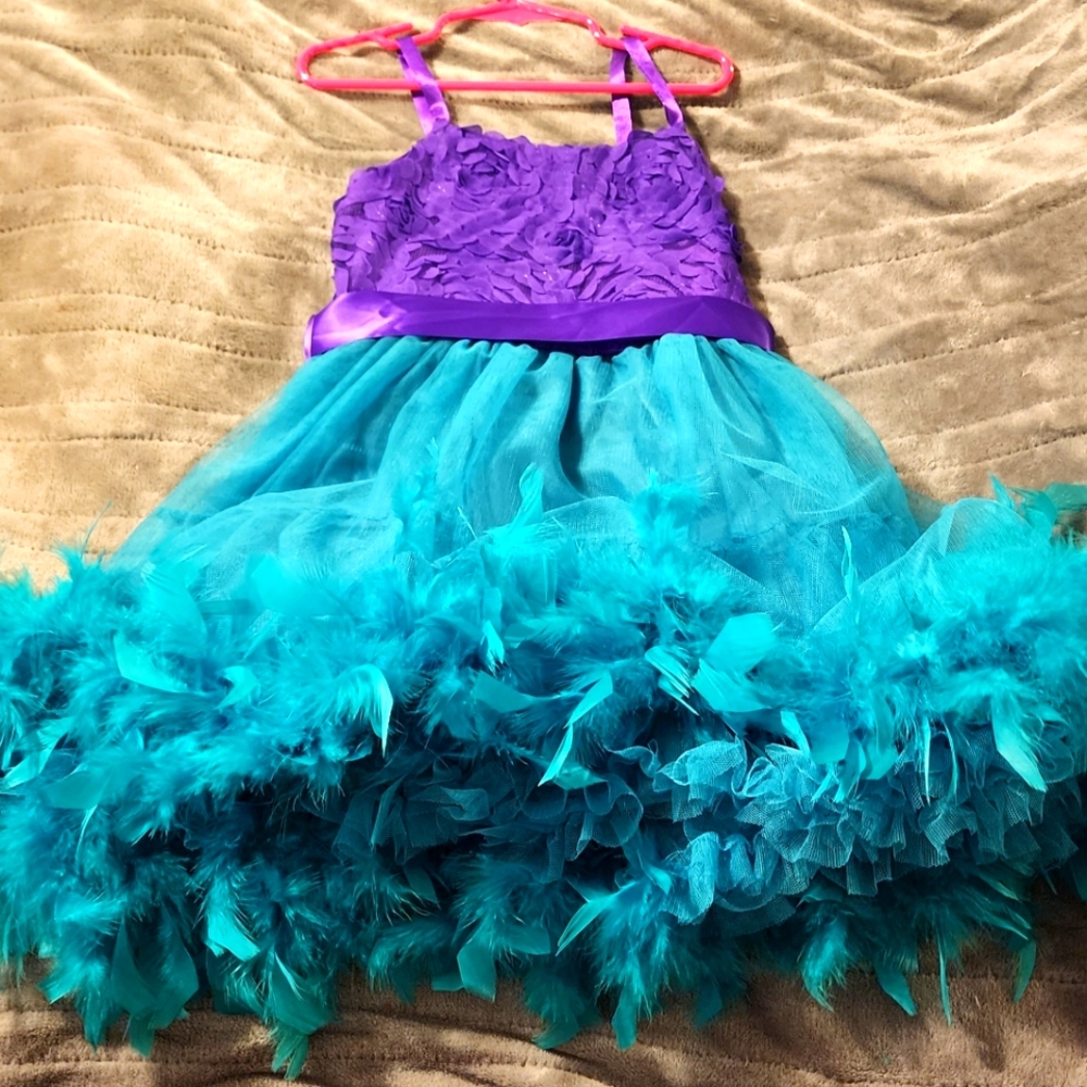Purple and Teal Kids Casual Dress